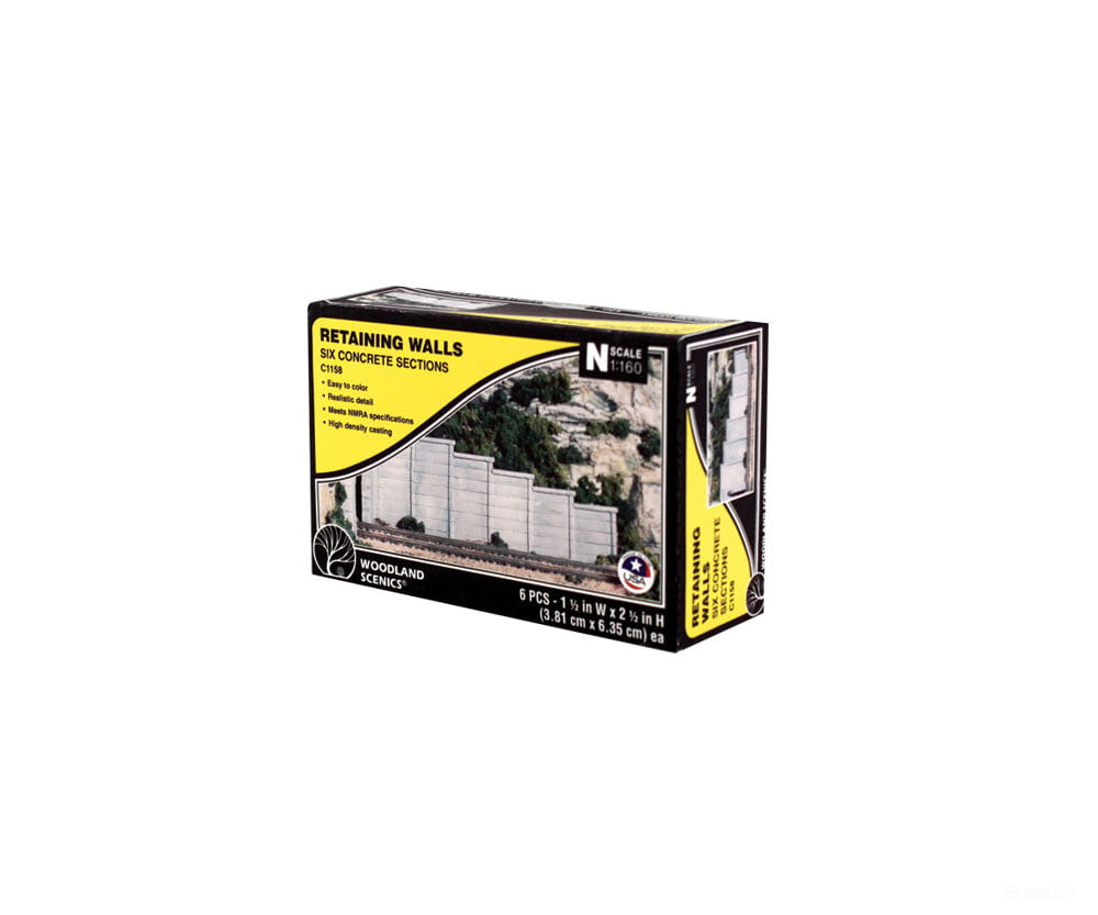 Woodland Scenics 1158 Wall - Concrete (N) (6/Pk) Tunnels & Bridges