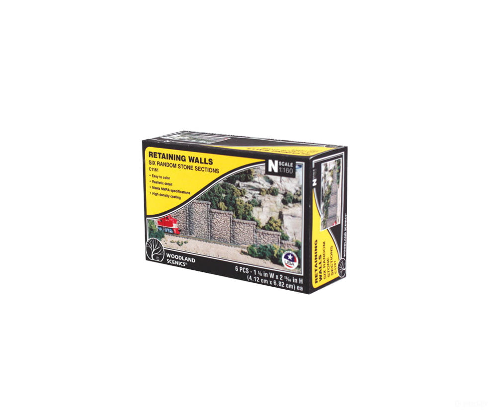 Woodland Scenics 1161 Wall - Random Stone (N) (6/Pk) Tunnels & Bridges