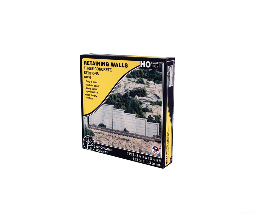 Woodland Scenics 1258 Wall-Concrete (Ho) (3/Pk) Tunnels & Bridges