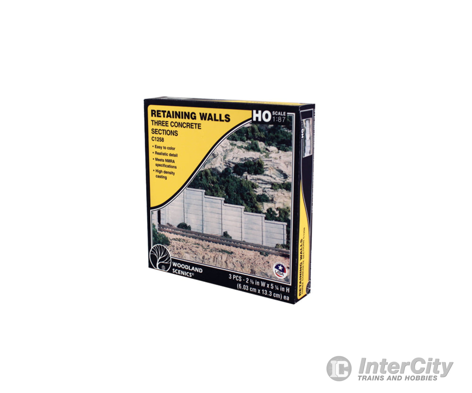 Woodland Scenics 1258 Wall-Concrete (Ho) (3/Pk) Tunnels & Bridges