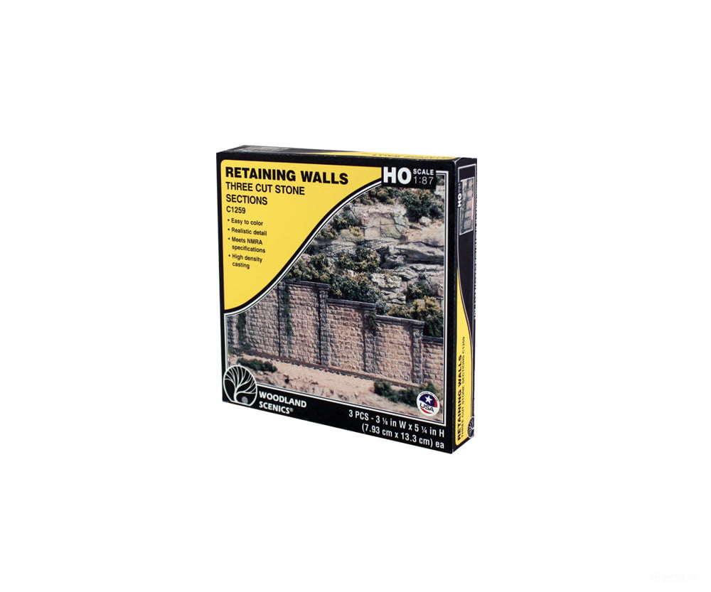 Woodland Scenics 1259 Wall - Cut Stone (Ho) (3/Pk) Tunnels & Bridges
