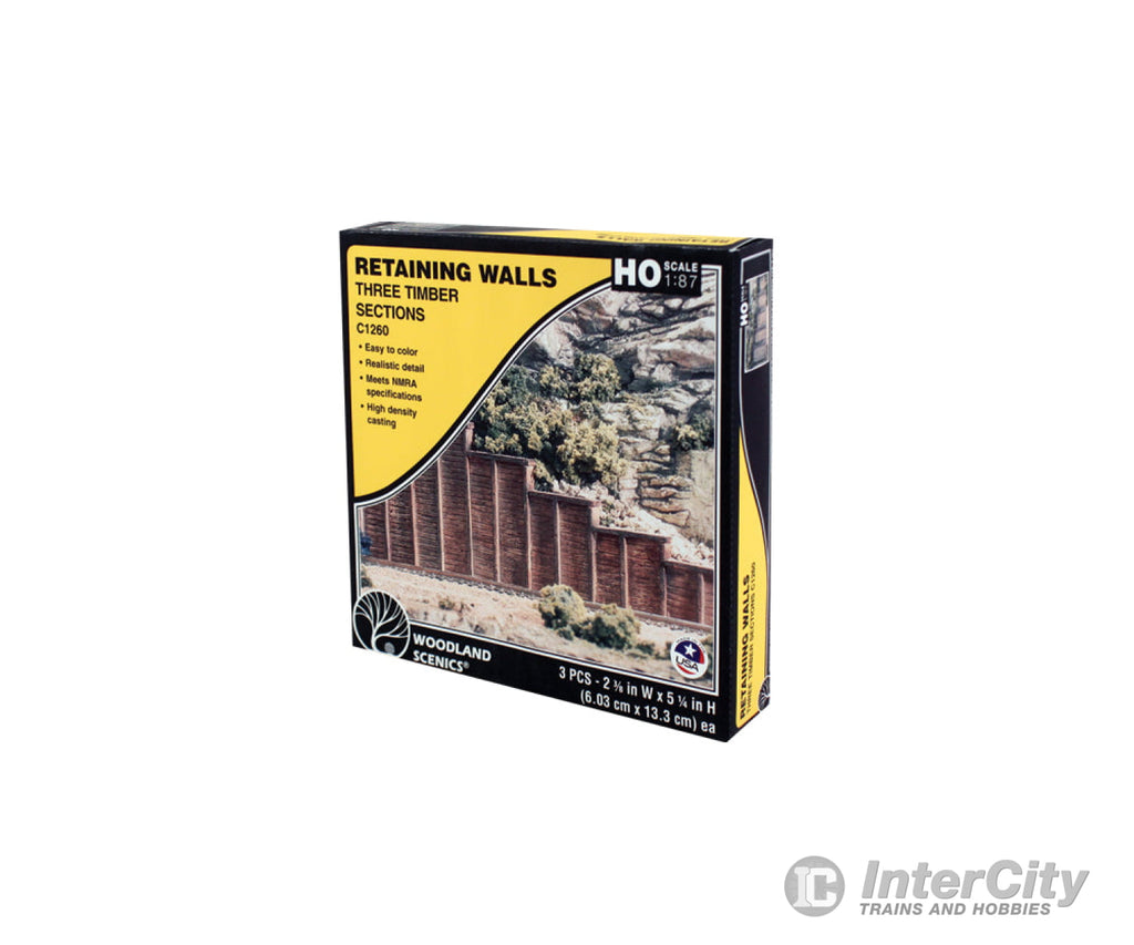 Woodland Scenics 1260 Retaining Walls (Hydrocal Plaster Castings; Pkg(3) Timbers Tunnels & Bridges