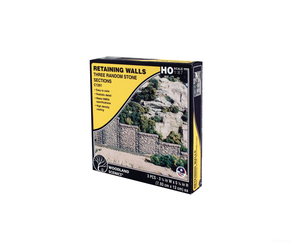 Woodland Scenics 1261 Retaining Walls (Hydrocal Plaster Castings) Pkg(3) Random Stone Tunnels &