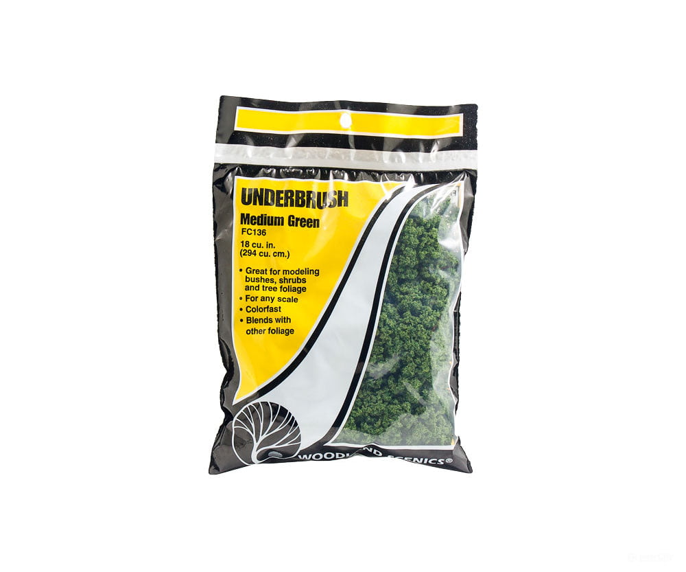Woodland Scenics 136 Underbrush Clump Foliage - Medium Green(18’) Trees & Vegetation
