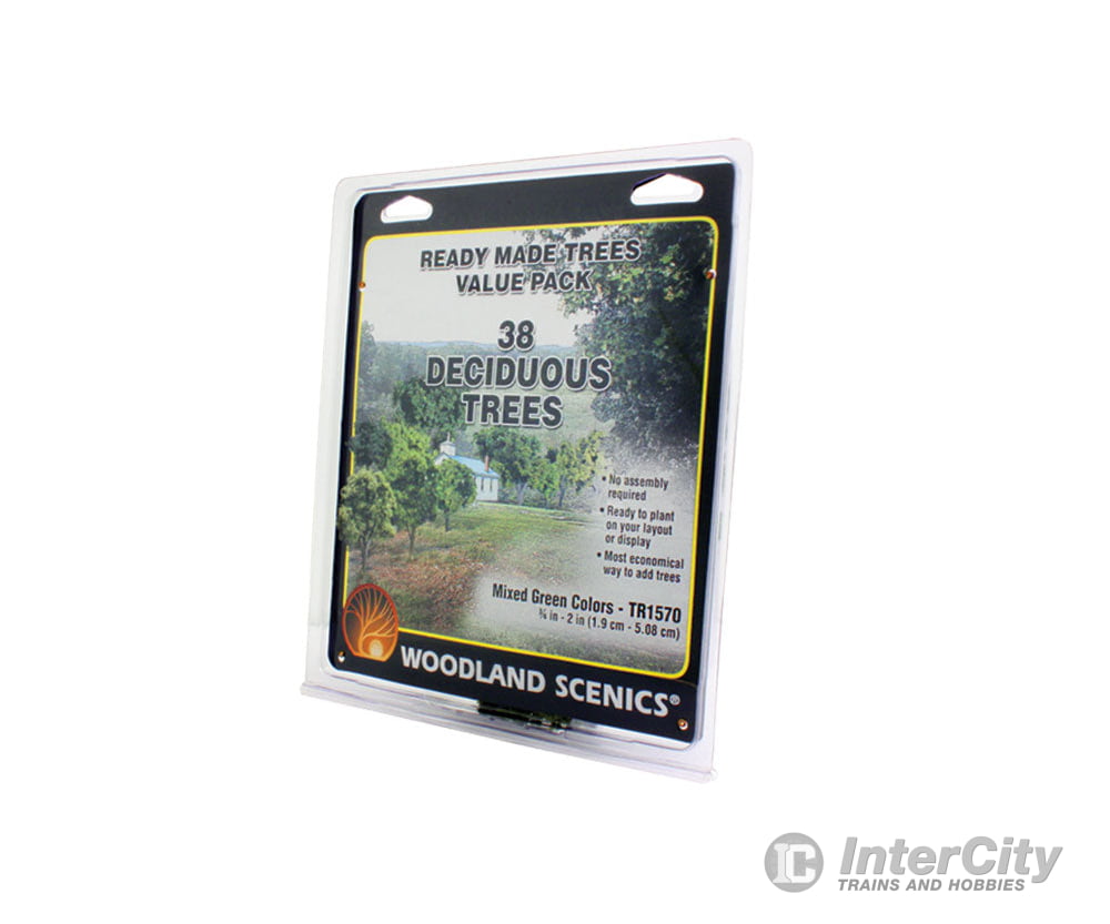 Woodland Scenics 1570 Ready - Mixed Green Deciduous (.75’ - 2’) 38/Pk Trees & Vegetation