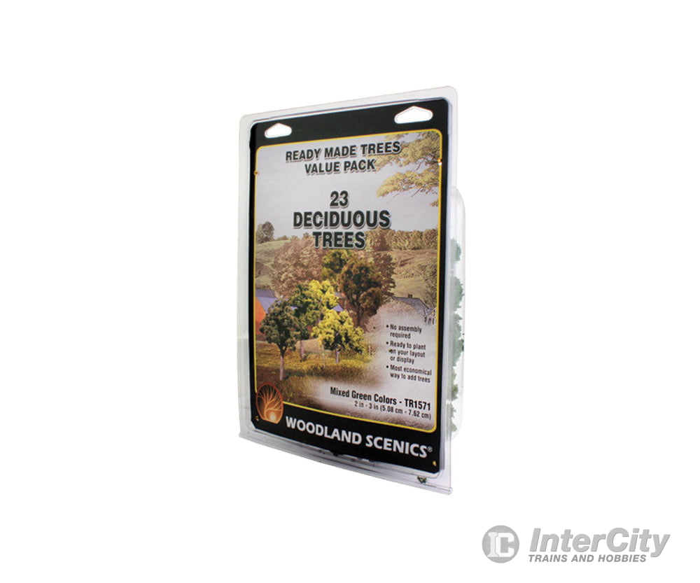Woodland Scenics 1571 Ready - Mixed Green Deciduous (2’ - 3’) (23/Pk) Trees & Vegetation