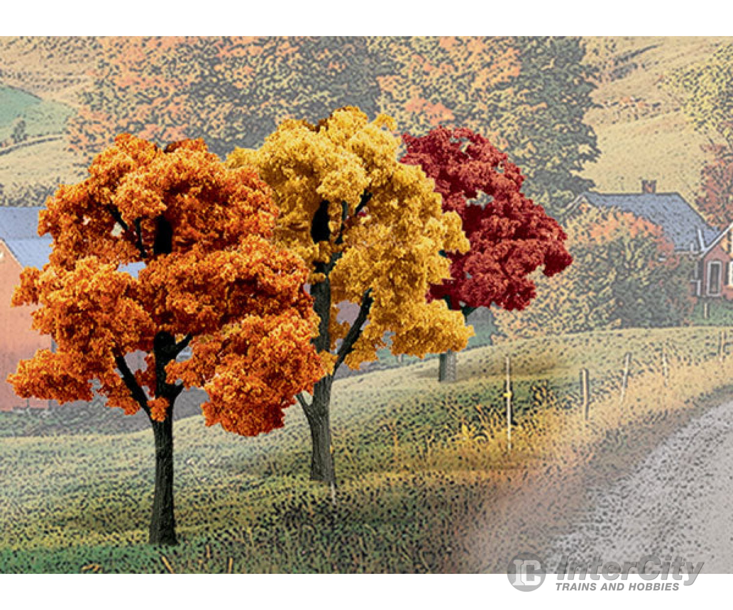 Woodland Scenics 1577 Ready - Fall Colors Deciduous (3’ - 5’) (14/Pk) Trees & Vegetation