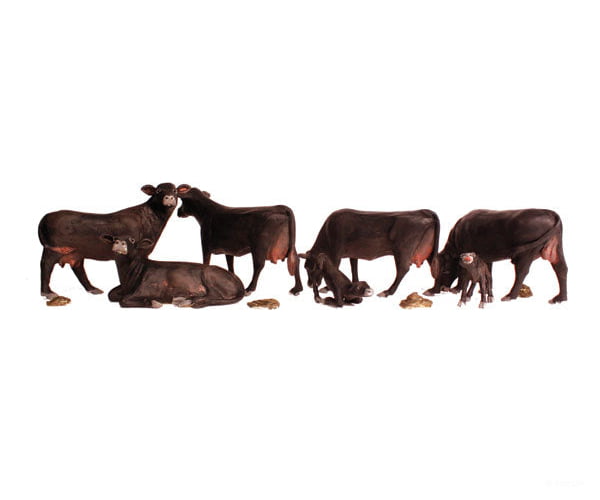 Woodland Scenics 1955 Black Angus Cows (Ho) Figures