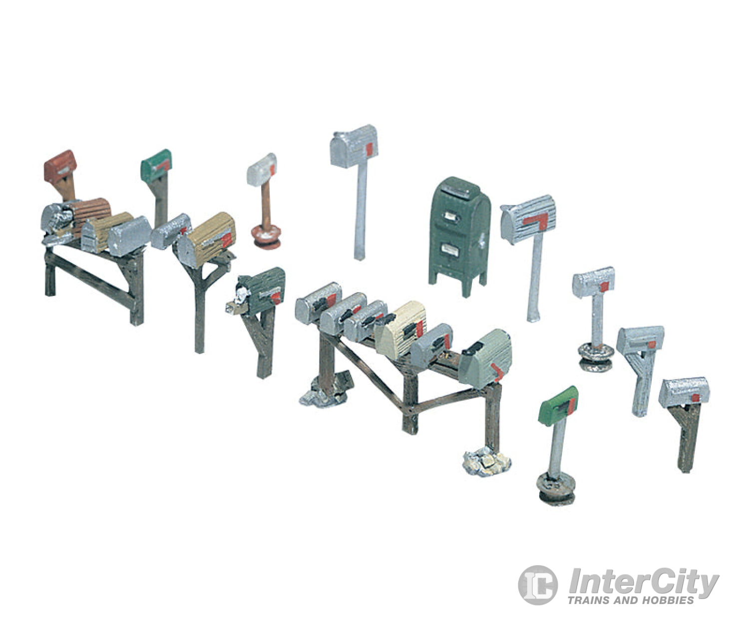 Woodland Scenics 206 Scenic Details(R) (Unpainted Metal Castings) Assorted Rural & City Mailboxes