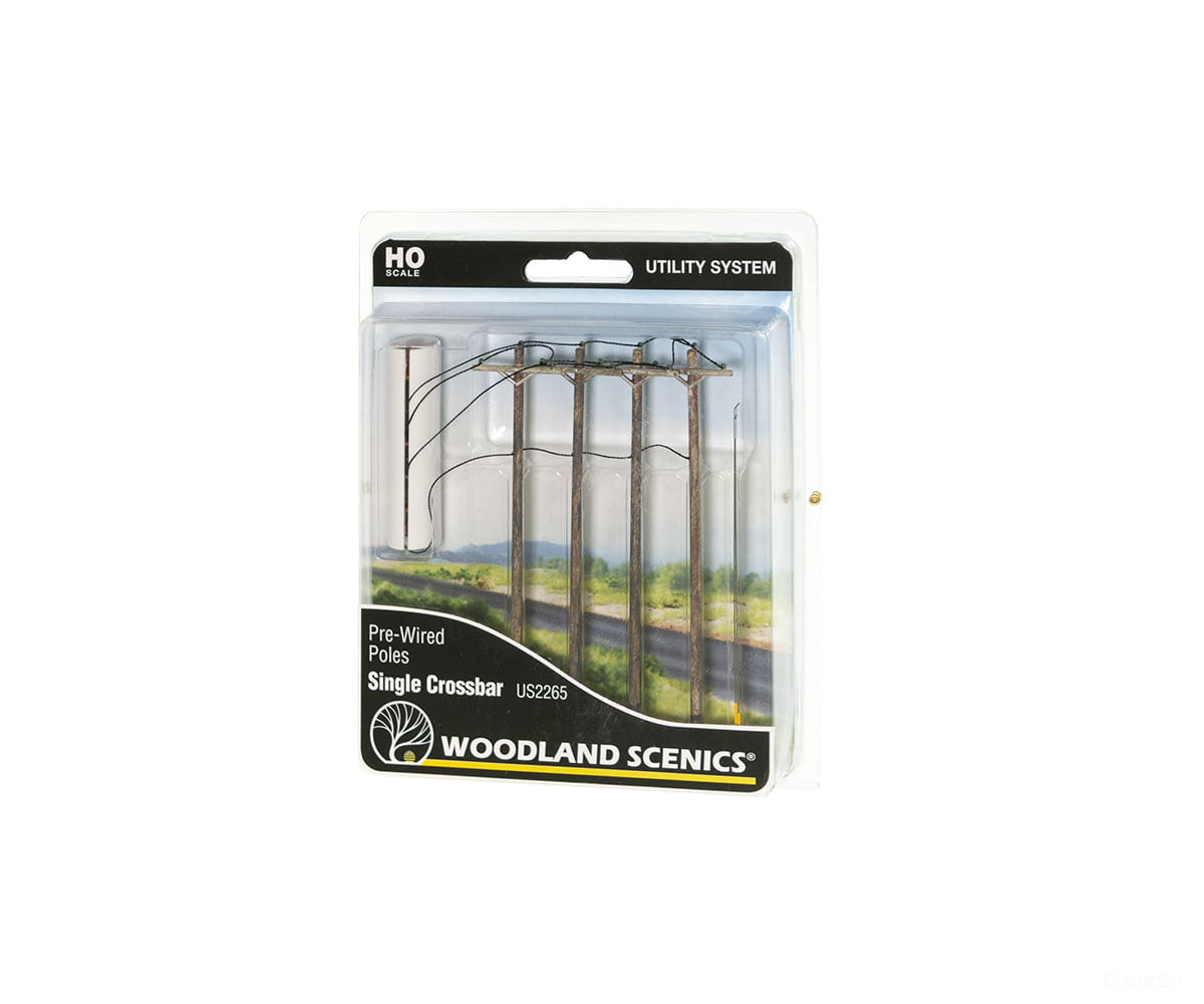 Woodland Scenics 2265 Pre-Wired Poles Single Crossbar (Ho) Scenery Details