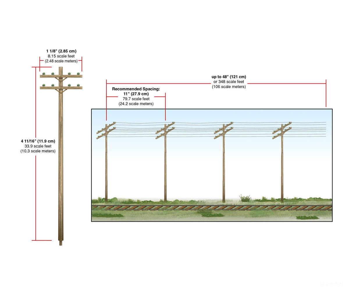 Woodland Scenics 2266 Pre - Wired Poles Double Crossbar (Ho) Scenery Details