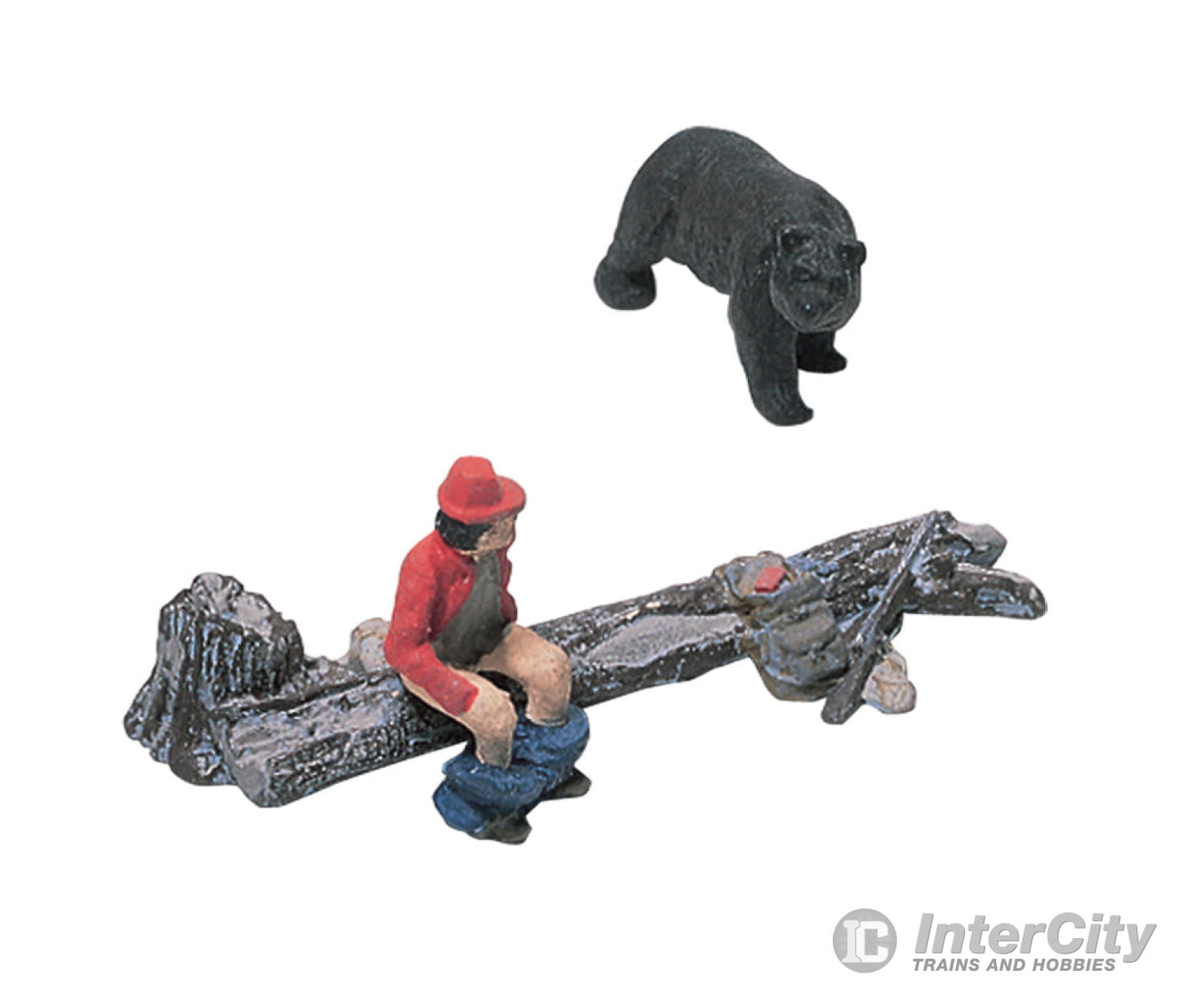 Woodland Scenics 227 Scenic Details(R) (Unpainted Metal Castings) - - The Bare Hunter & Black Bear