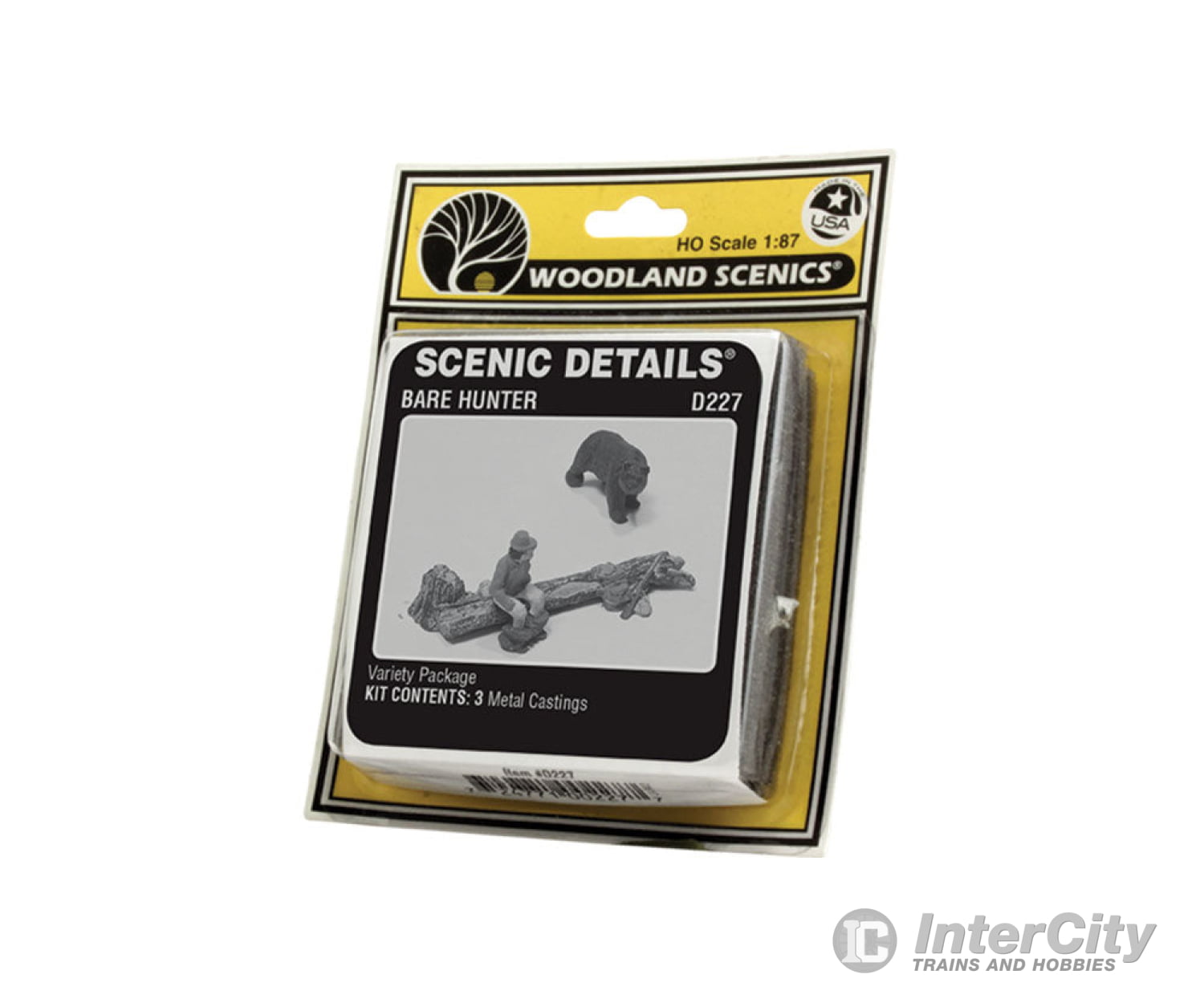 Woodland Scenics 227 Scenic Details(R) (Unpainted Metal Castings) - - The Bare Hunter & Black Bear