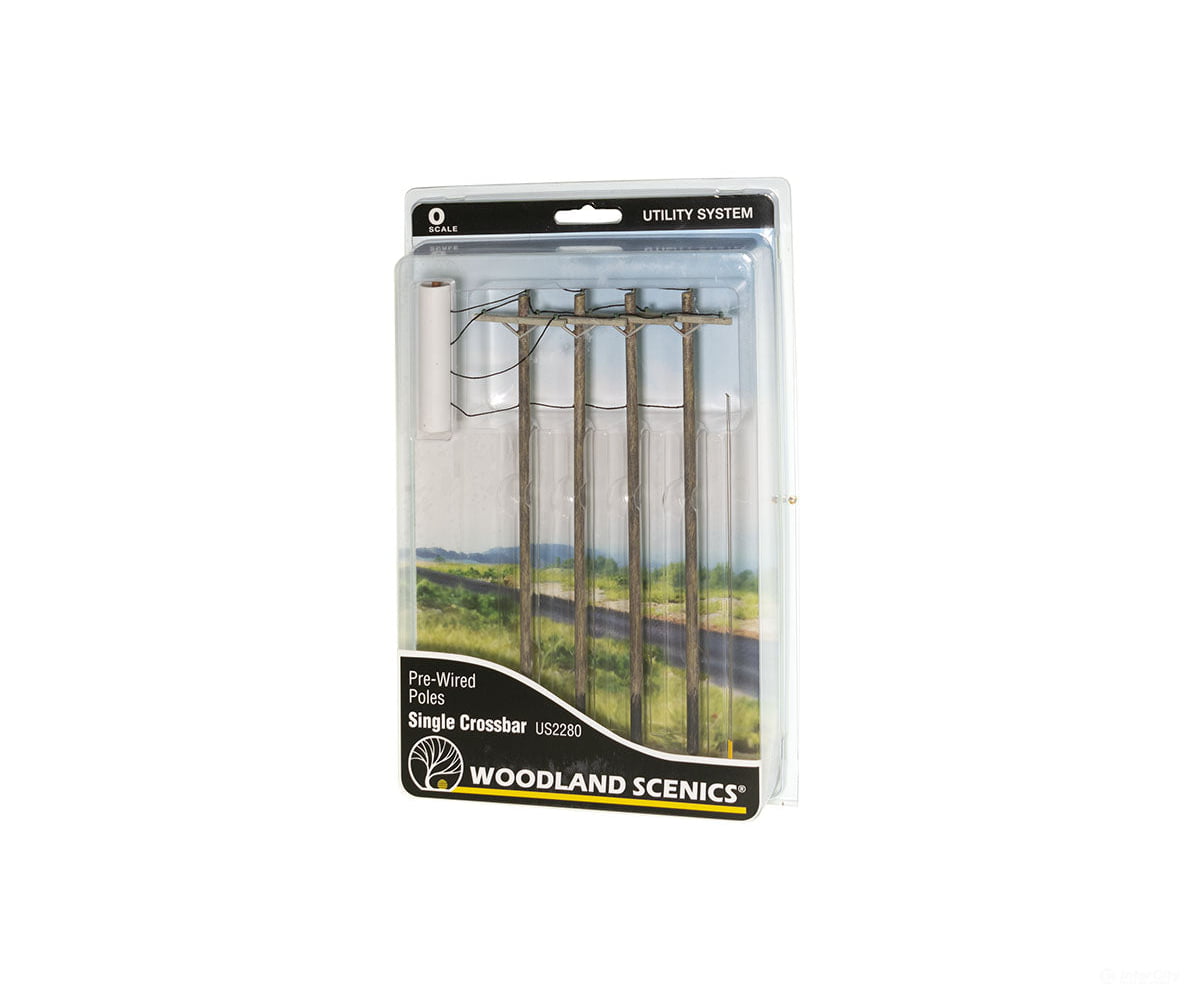 Woodland Scenics 2280 Pre-Wired Poles Single Crossbar (O) Scenery Details