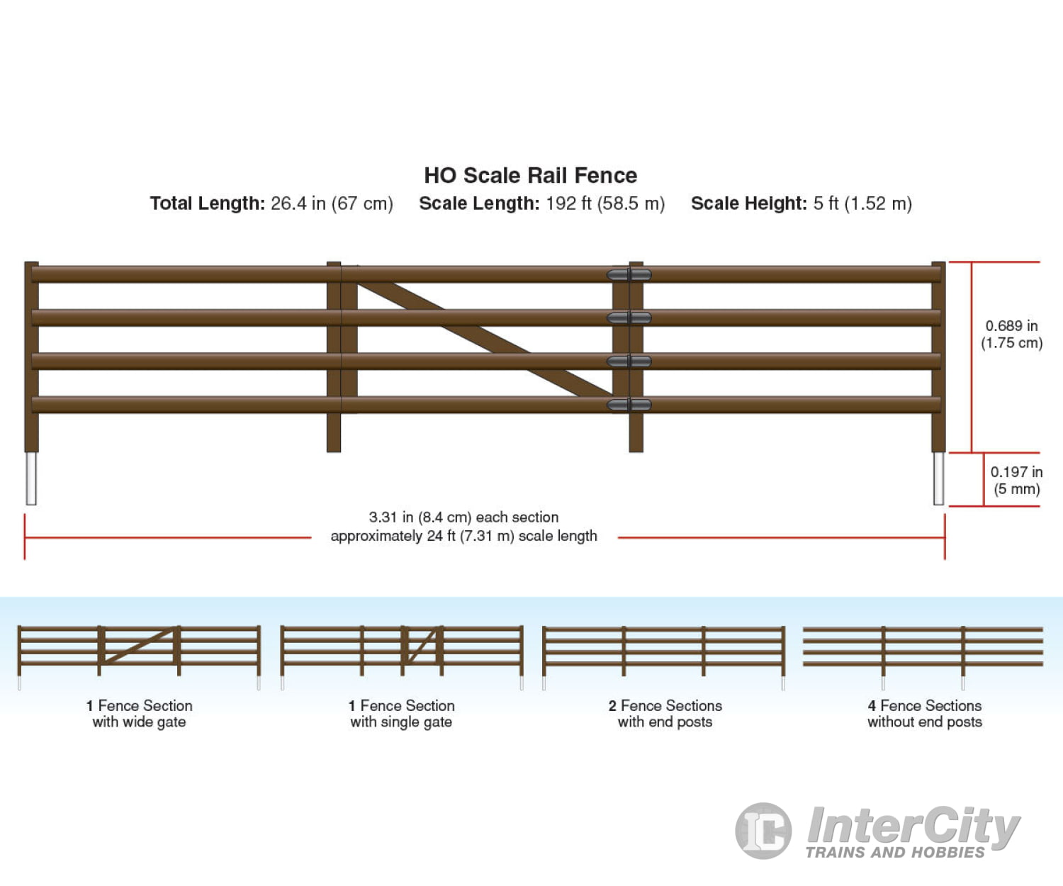 Woodland Scenics 2982 Rail Fence (Ho) 26’ Scenery Details