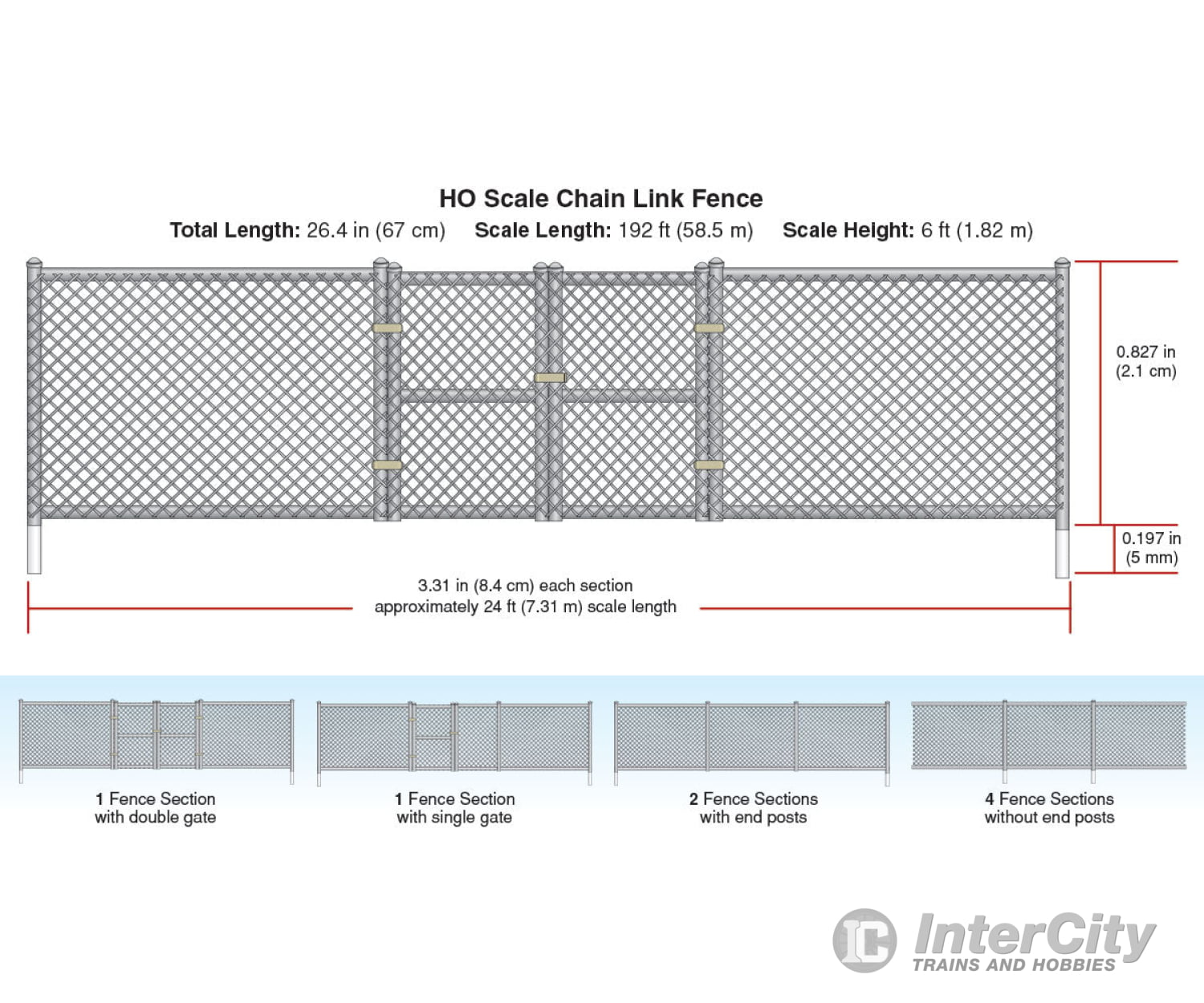 Woodland Scenics 2983 Chain Link Fence (Ho) 26’ Scenery Details