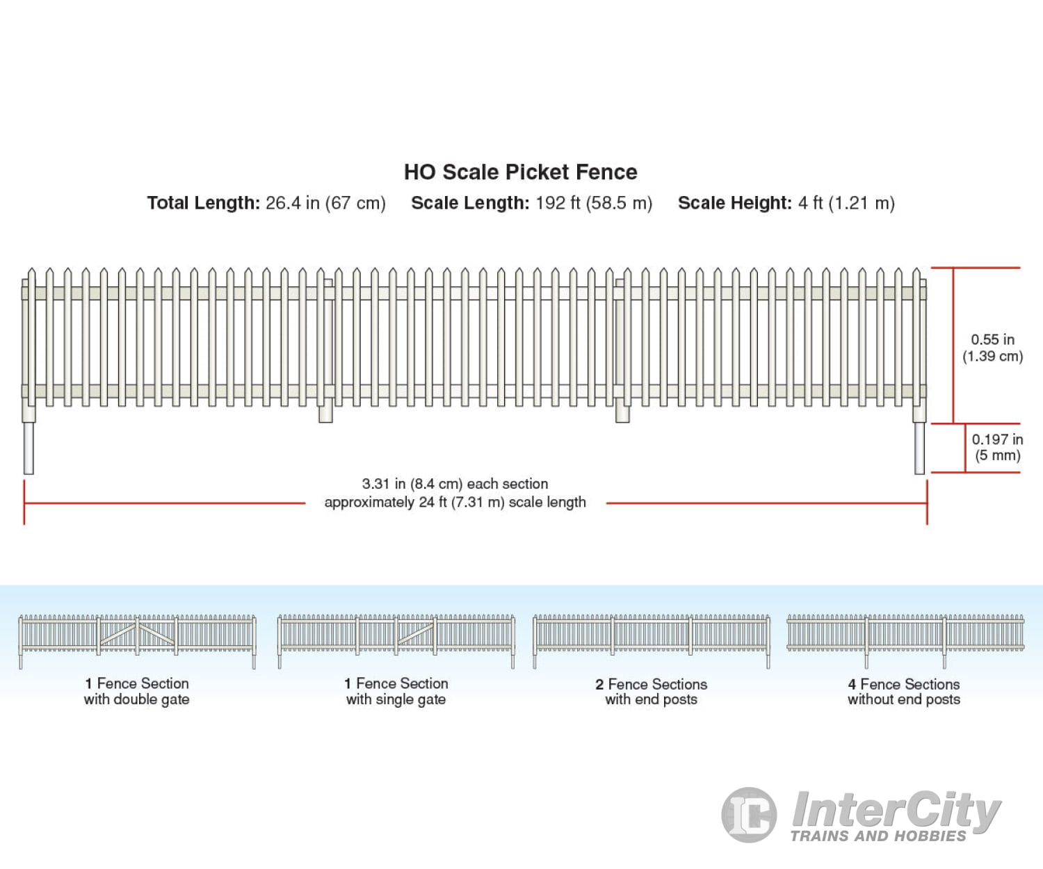 Woodland Scenics 2984 Picket Fence (Ho) 26’ Scenery Details