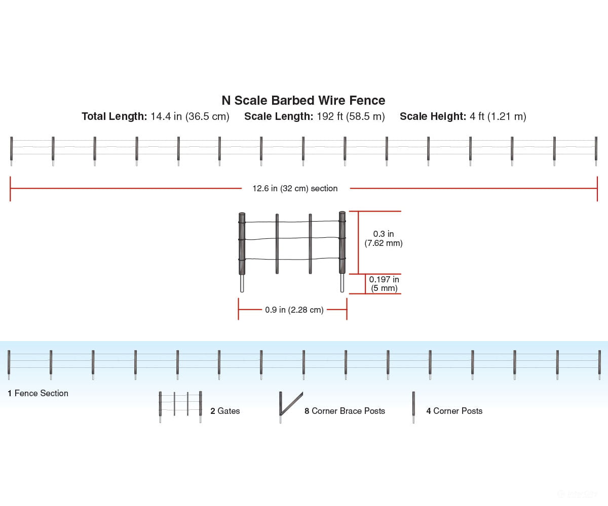 Woodland Scenics 2990 Barbed Wire Fence (N) 14’ Scenery Details