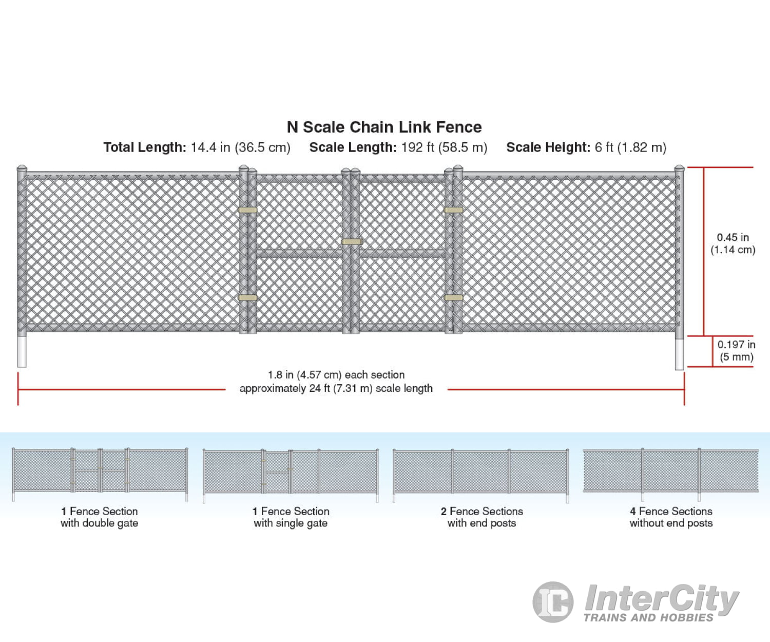 Woodland Scenics 2993 Chain Link Fence (N) 14’ Scenery Details