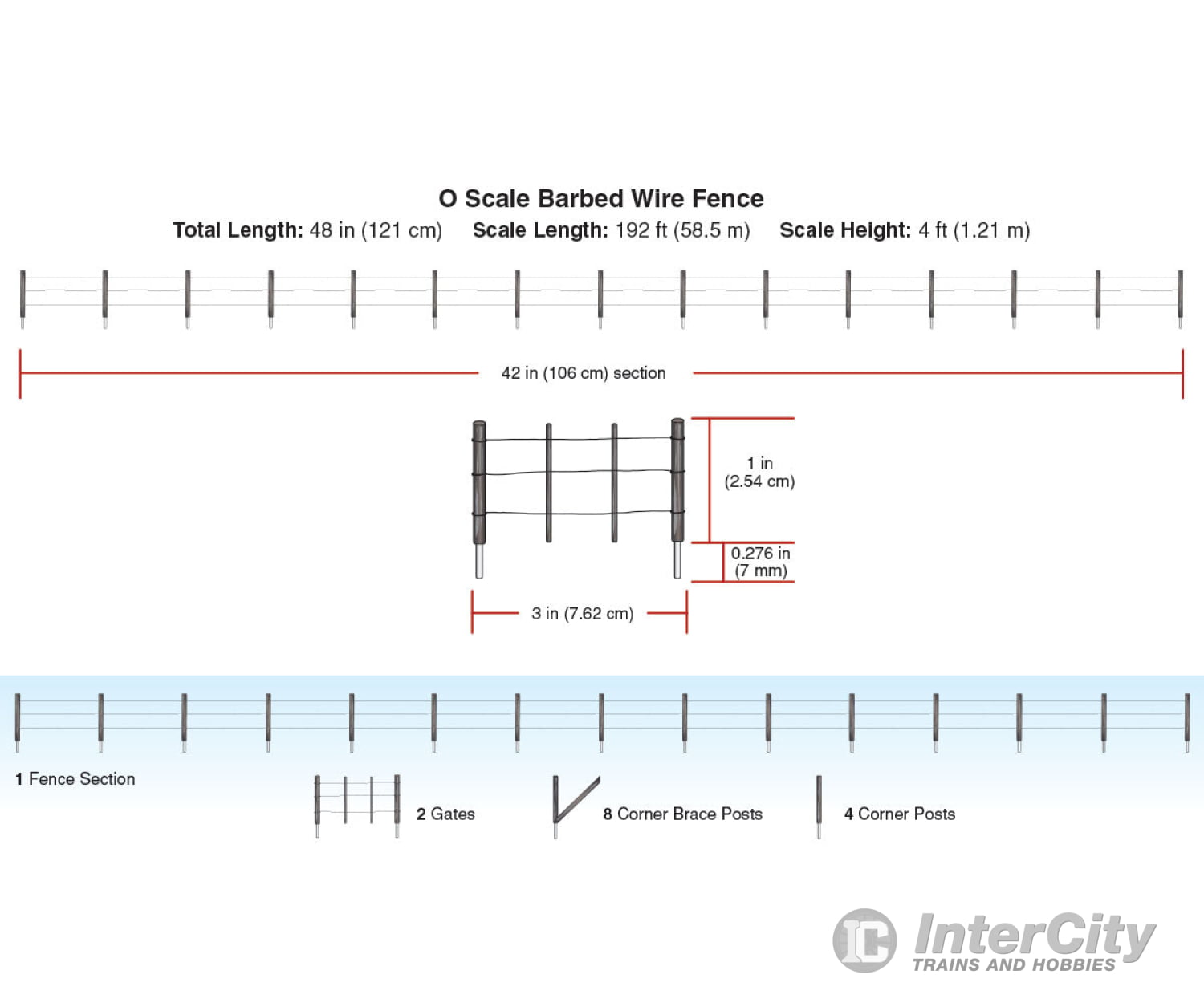 Woodland Scenics 3000 Barbed Wire Fence - Kit With Gates Hinges & Planter Pins Total Scale Length: