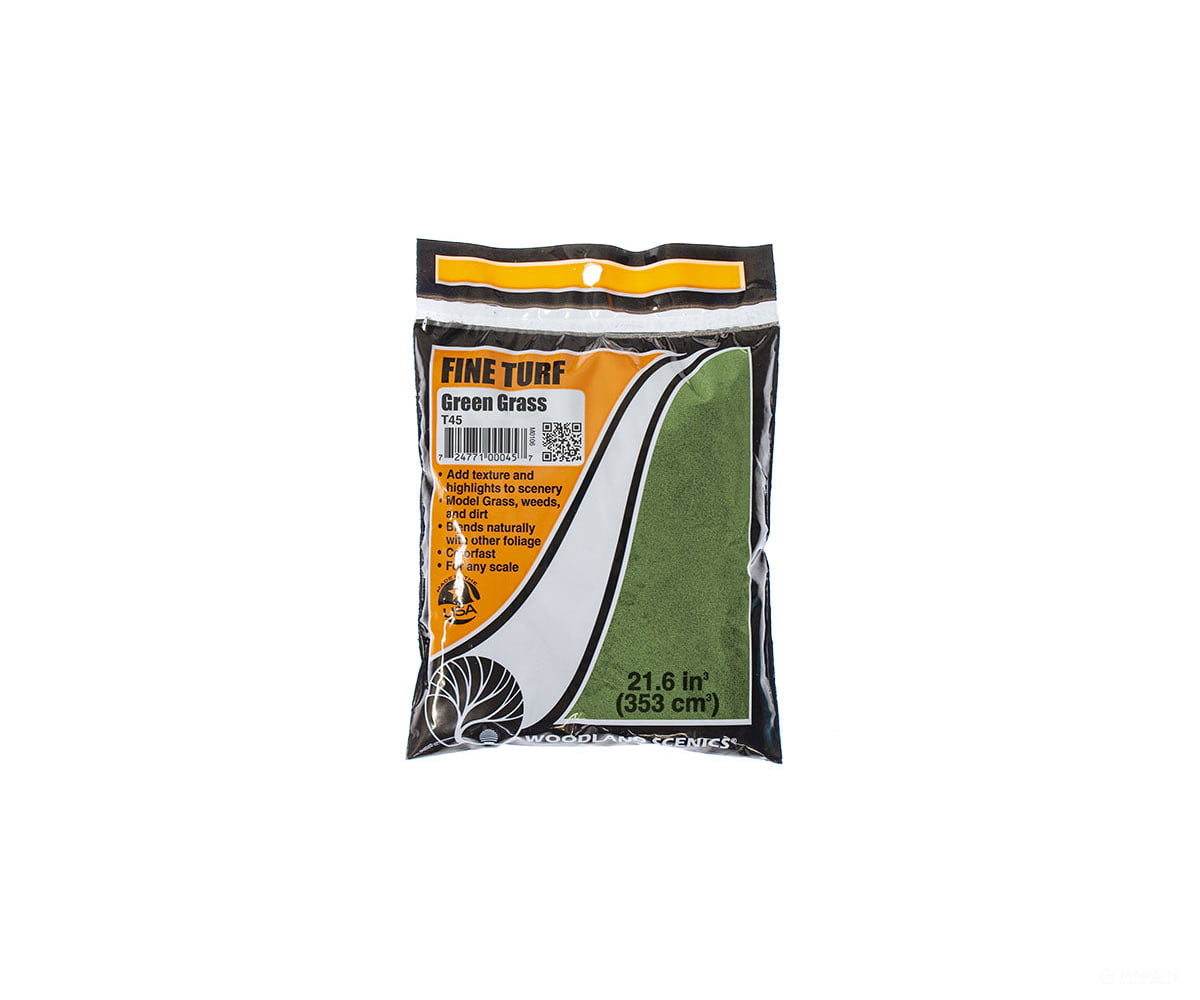 Woodland Scenics 45 Fine Turf - Green Grass (12 Oz) Flock & Turf