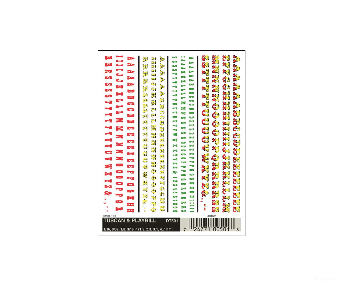 Woodland Scenics 501 Decal - Tuscan/Play - Bill Detailing Decals