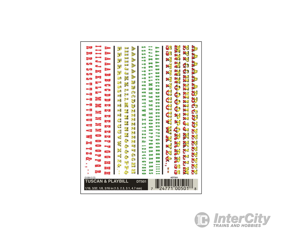 Woodland Scenics 501 Decal - Tuscan/Play - Bill Detailing Decals