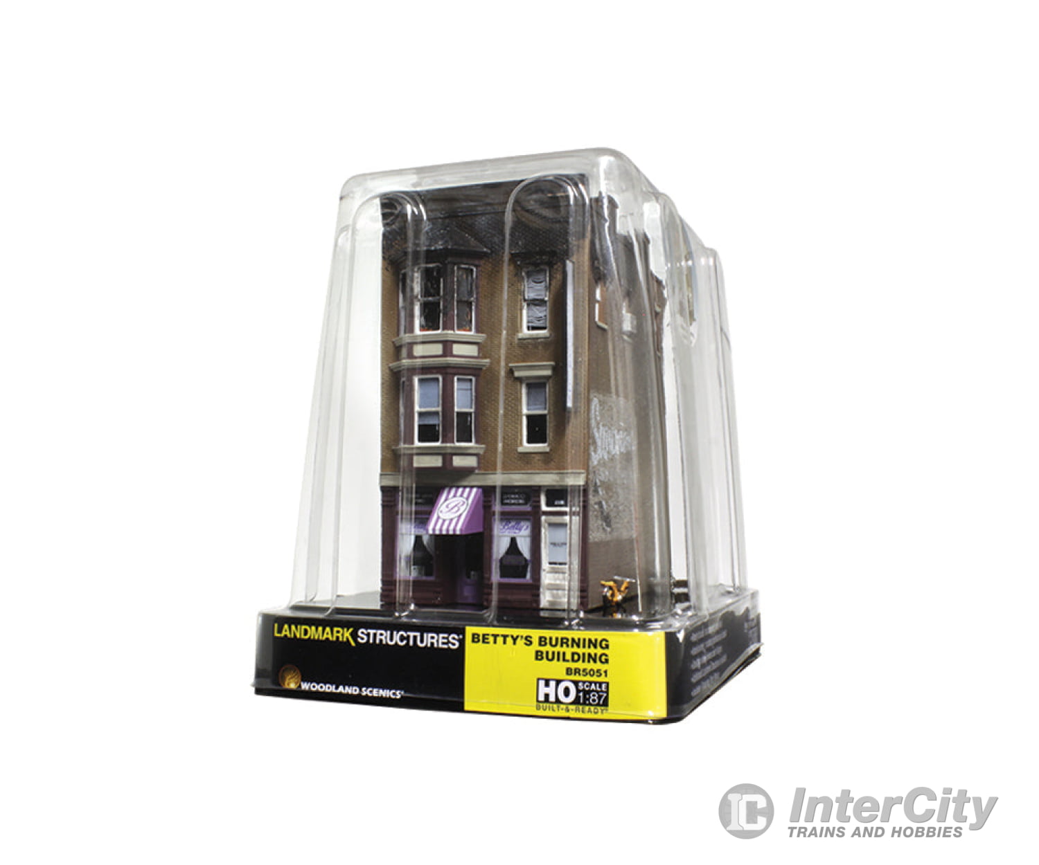 Woodland Scenics 5051 Betty’s Burning Building (Lit) Ho Scale Structures