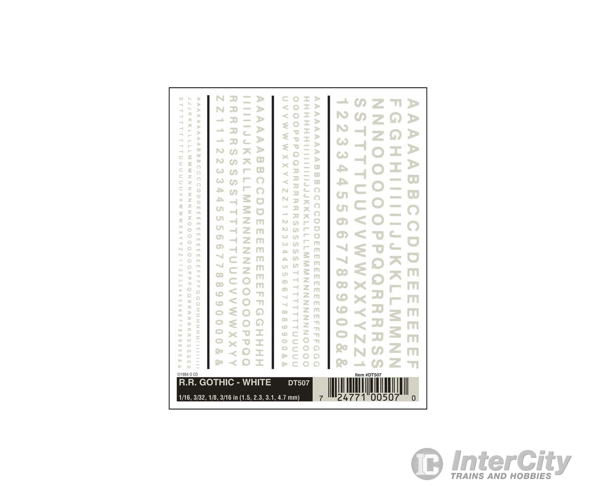 Woodland Scenics 507 Decal - Rr Gothic Letters White Decals