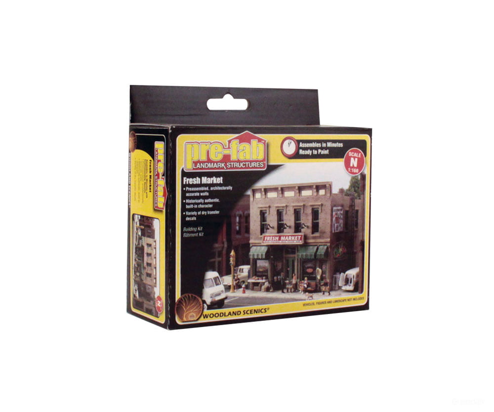 Woodland Scenics 5200 Fresh Market - Landmark Structures(R) - - Kit 2 - 7/16 X 2’ 6.2 5.1Cm