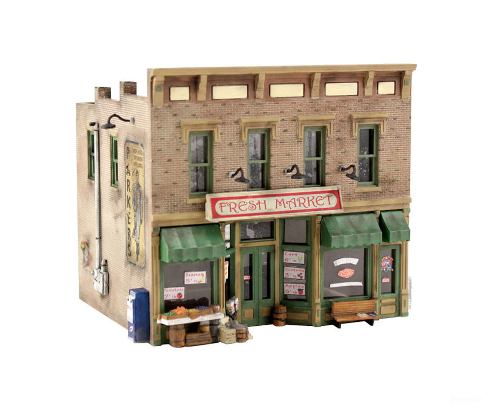Woodland Scenics 5200 Fresh Market - Landmark Structures(R) - - Kit 2 - 7/16 X 2’ 6.2 5.1Cm