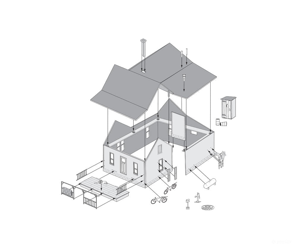 Woodland Scenics 5206 Country Cottage - Landmark Structures(R) - - Kit 2 - 1/32 X 2 - 29/32’ 5.1