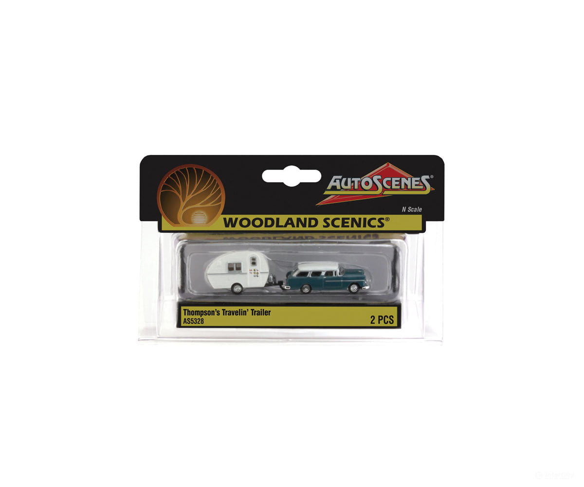 Woodland Scenics 5328 Thompson’s Travelin’ Trailer - Assembled Autoscenes(R) - - Station Wagon