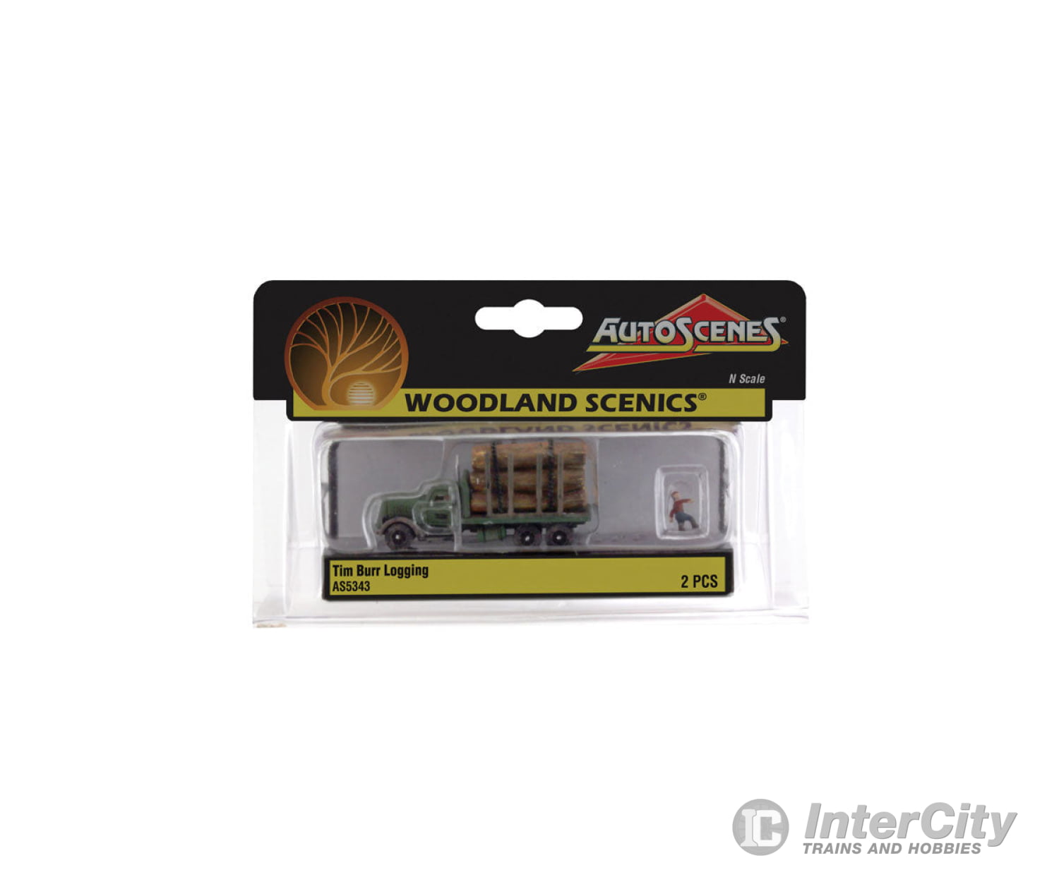 Woodland Scenics 5343 Tim Burr Logging - Assembled Autoscenes(R) - - Truck Lumber Load & Figures