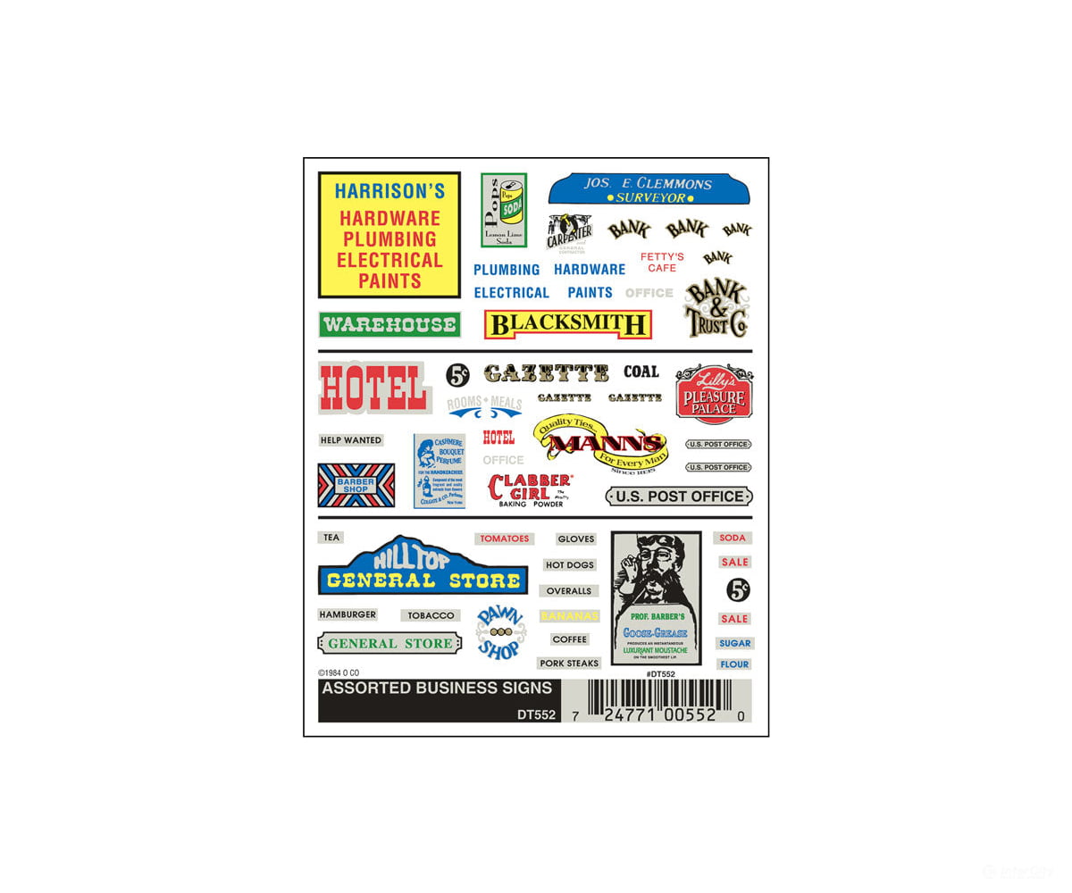 Woodland Scenics 552 Decal - Assorted Business Signs Decals