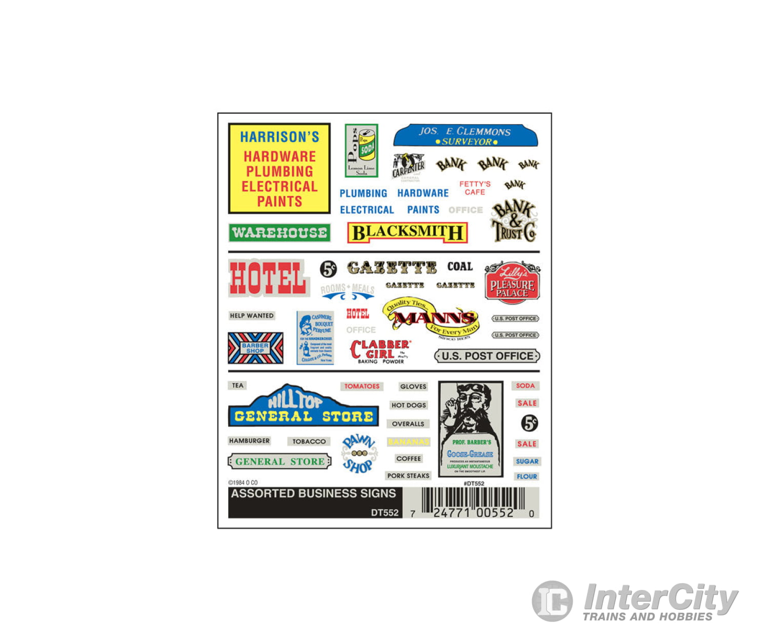 Woodland Scenics 552 Decal - Assorted Business Signs Decals