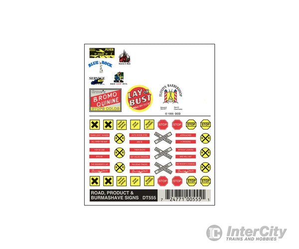 Woodland Scenics 555 Decal - Road Pro - Duct & Burmashave Signs Decals