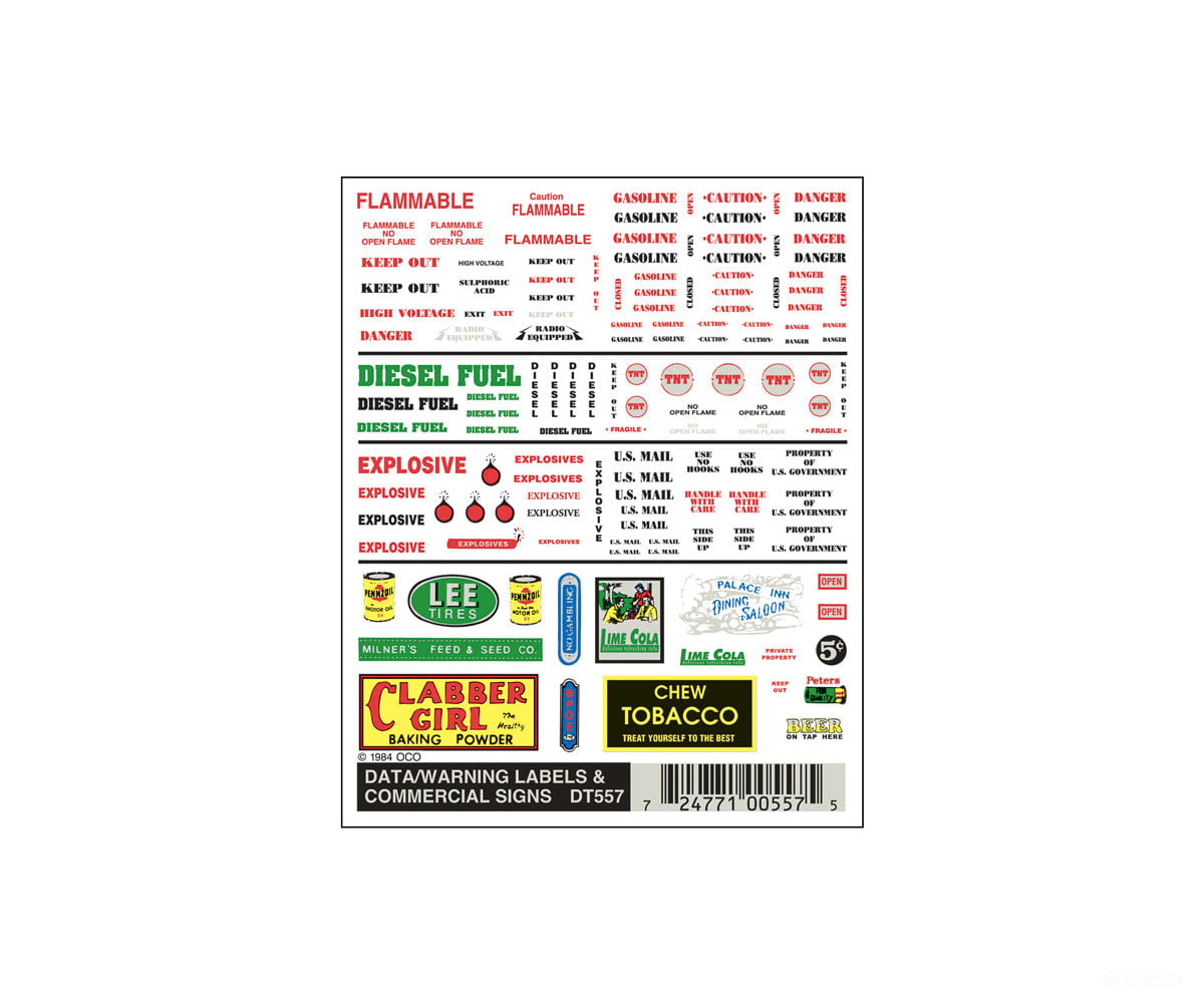 Woodland Scenics 557 Decal - Data/Warning Labels & Signs Decals