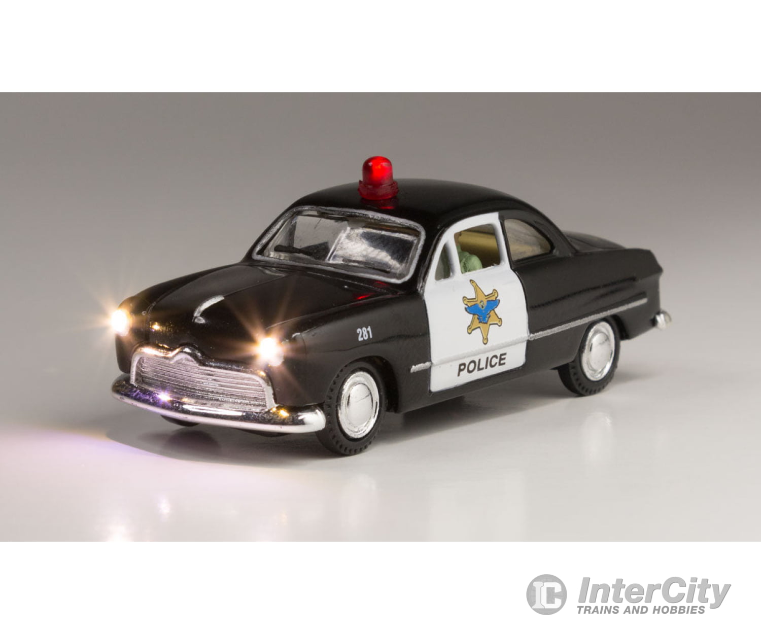 Woodland Scenics 5593 Police Car - Just Plug(R) Lighted Vehicle Black White Cars & Trucks