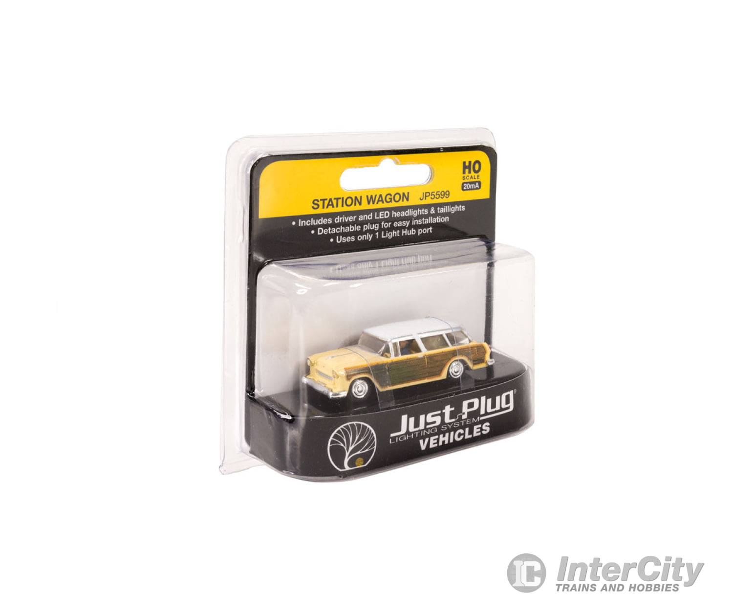 Woodland Scenics 5599 Station Wagon - Just Plug(R) Lighted Vehicle Yellow With Wood Sides Cars &