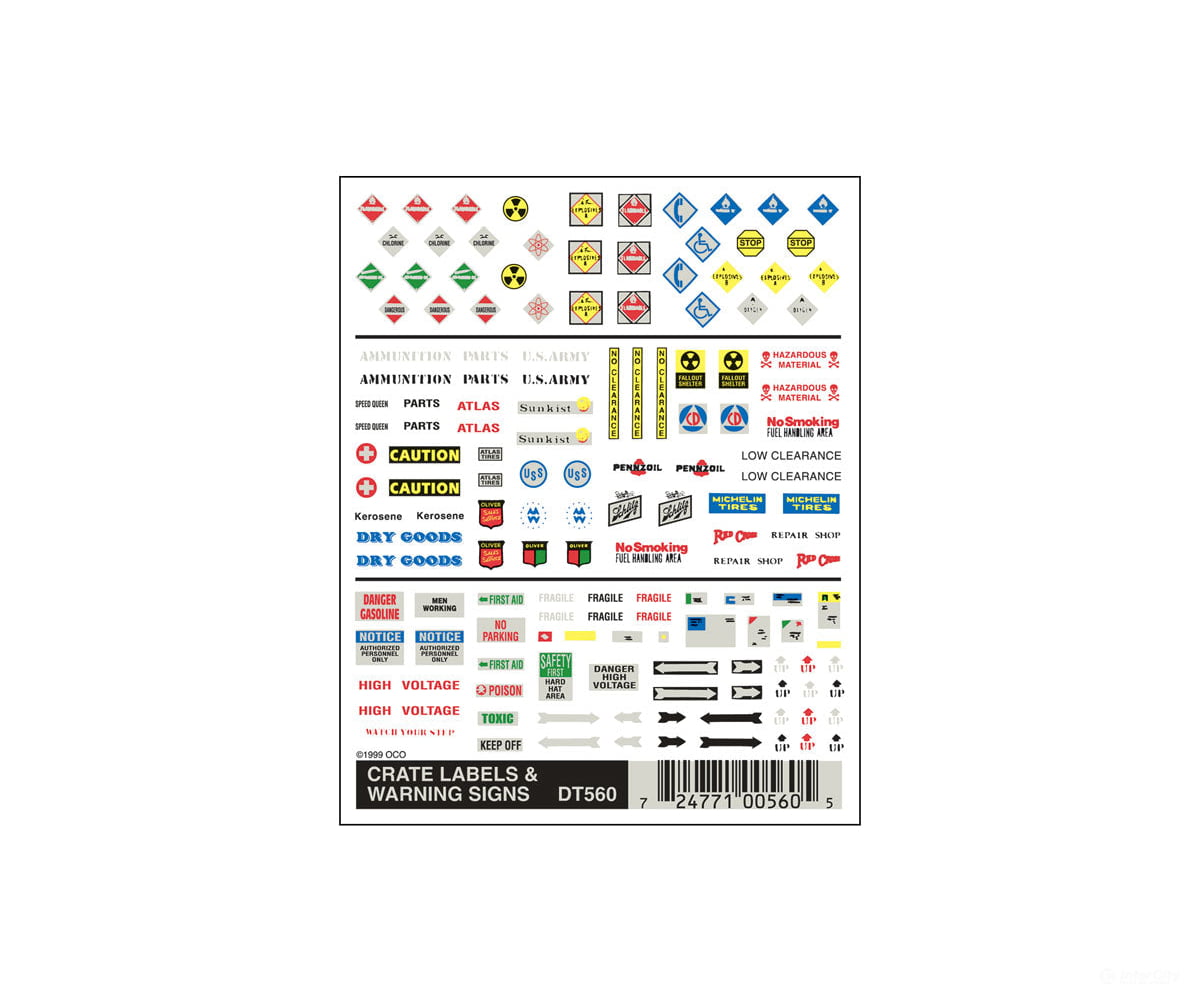 Woodland Scenics 560 Decal - Crate Labels & Warning Signs Decals