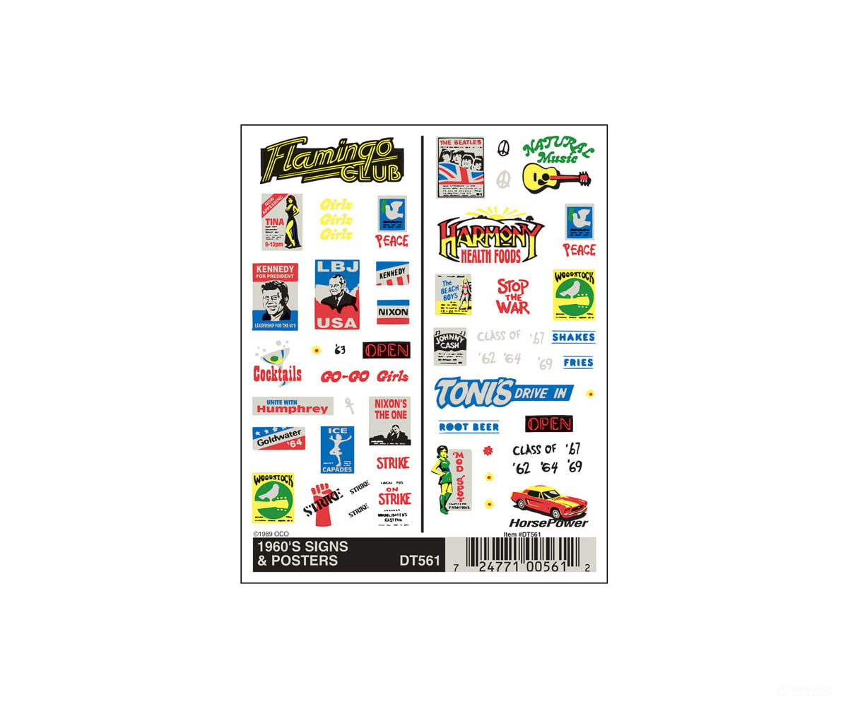 Woodland Scenics 561 Decal - 1960’S Signs & Posters Decals