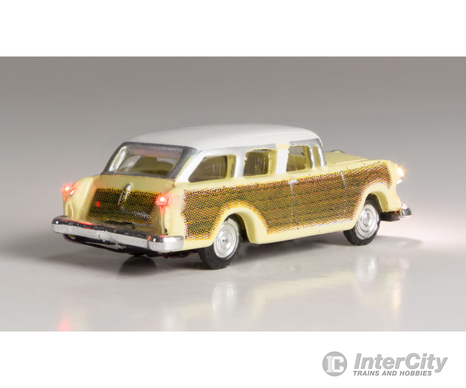 Woodland Scenics 5619 Station Wagon - Just Plug(R) Lighted Vehicle - - Yellow With Wood Sides Cars