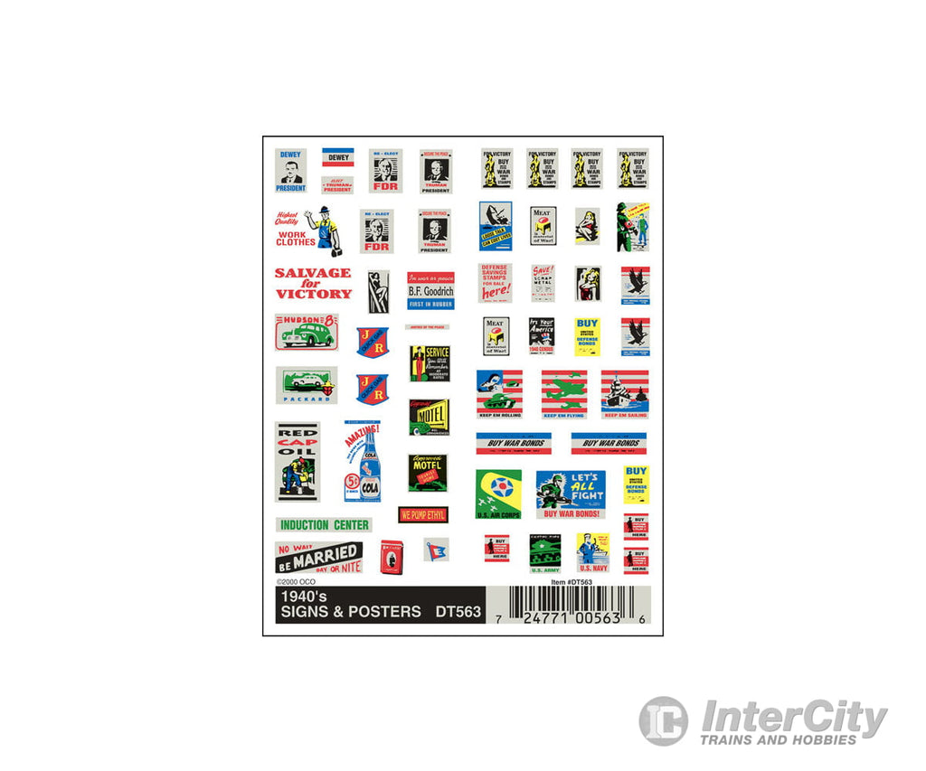 Woodland Scenics 563 Decal - 1940’S Signs & Posters Decals