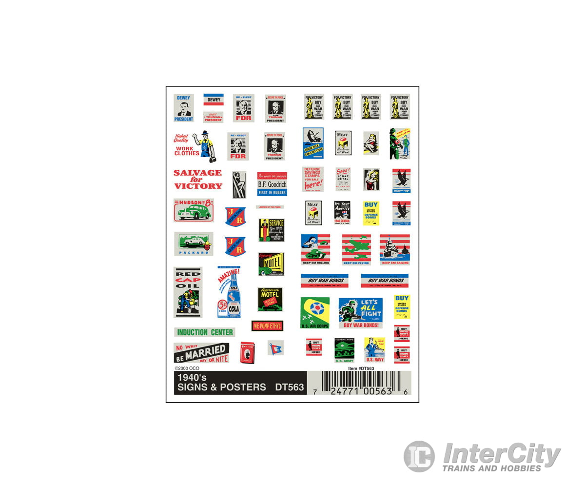Woodland Scenics 563 Decal - 1940’S Signs & Posters Decals