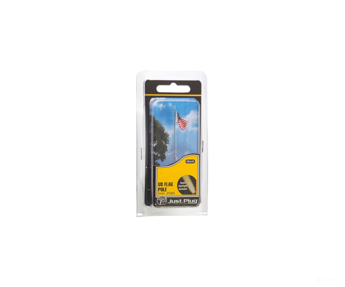 Woodland Scenics 5950 Flag Pole With U.s. - Just Plug(Tm) - - Small 2 - 1/4’ 5.7Cm Tall Scenery
