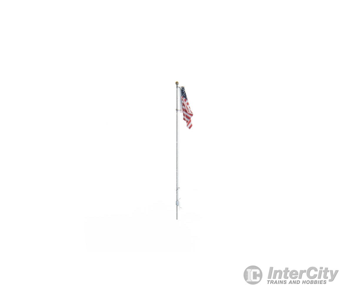 Woodland Scenics 5950 Flag Pole With U.s. - Just Plug(Tm) - - Small 2 - 1/4’ 5.7Cm Tall Scenery
