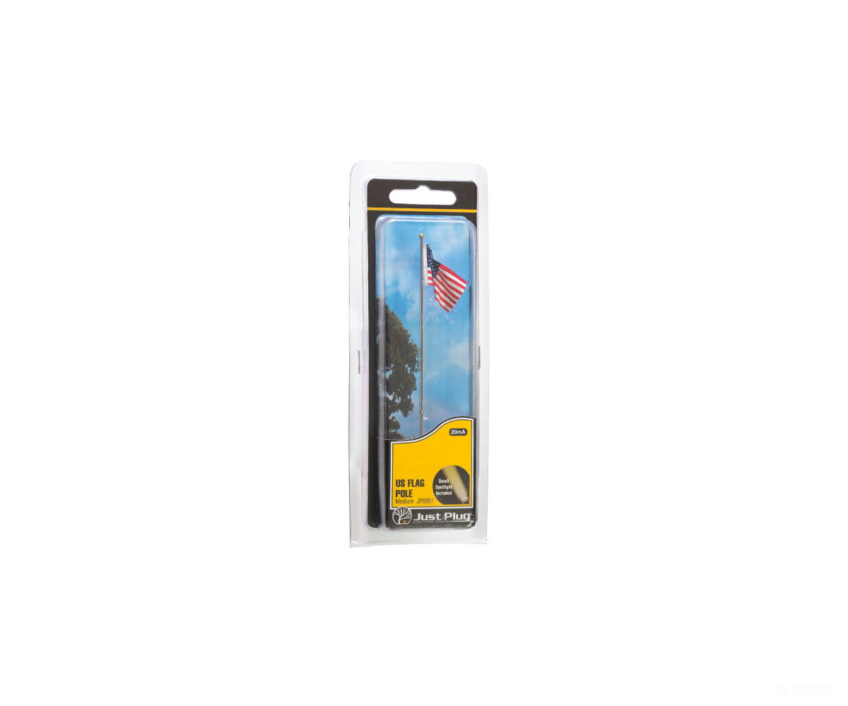 Woodland Scenics 5951 Flag Pole With U.s. - Just Plug(Tm) - - Medium 4 - 1/8’ 10.4Cm Tall Scenery