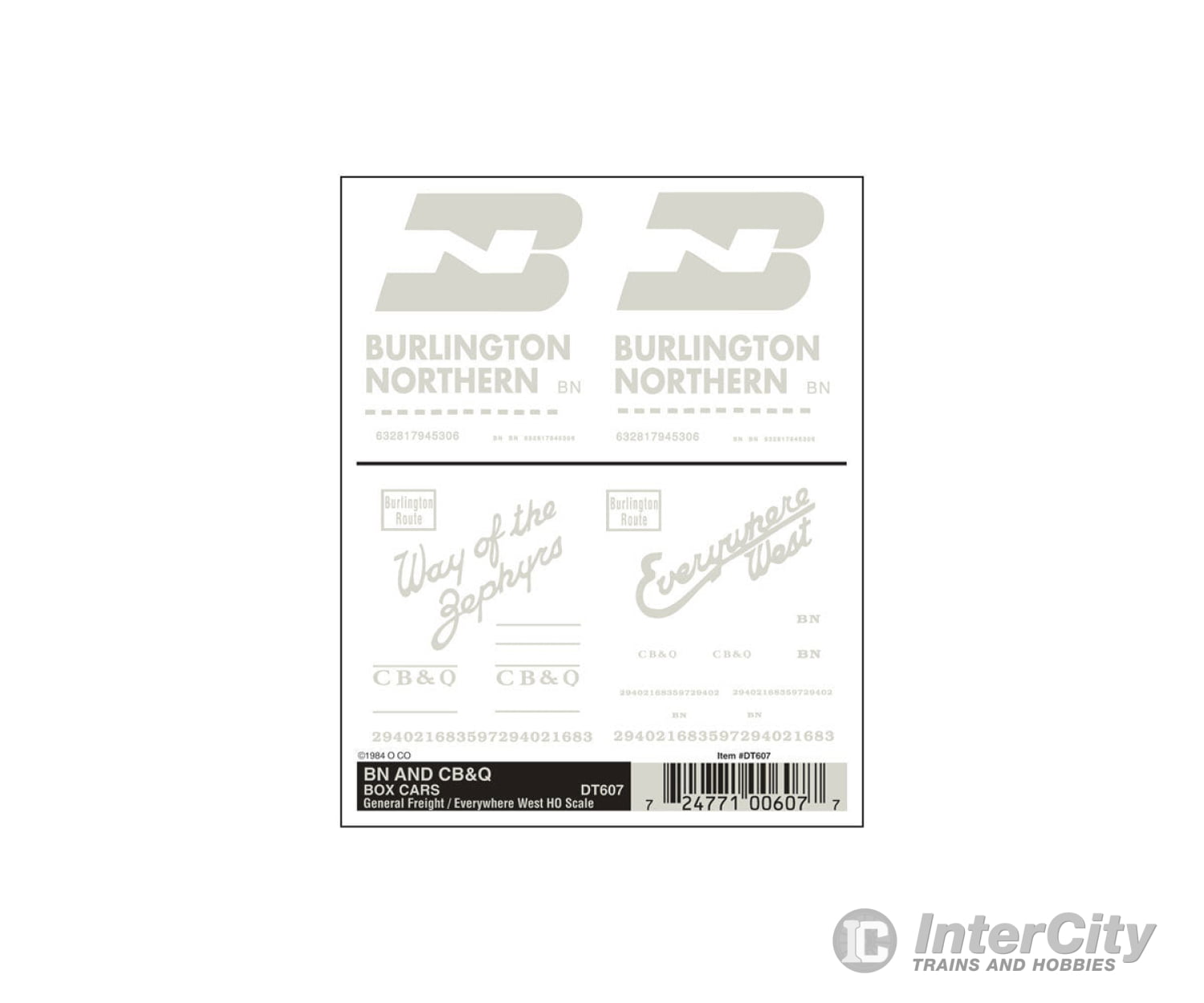 Woodland Scenics 607 Decal - Boxcars Bn/ Cb&Q (Ho) Decals