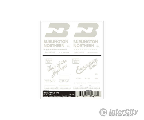 Woodland Scenics 607 Decal - Boxcars Bn/ Cb&Q (Ho) Decals